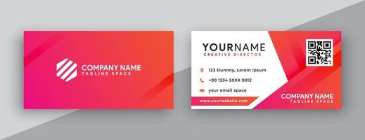 design moderno de cartão de visita. modelo de design de cartão de dupla face. inspiração para cartão de visita gradação rosa e laranja vetor