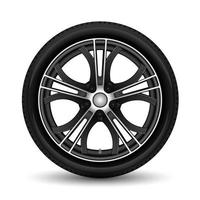 estilo de pneu de carro com roda de alumínio de corrida em vetor de fundo branco