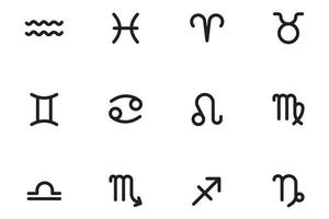 conjunto plano de doze ícones do horóscopo vetor