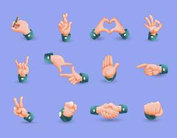 Conjunto de ícones de gestos de mão
