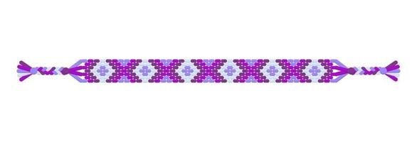 pulseira de amizade hippie artesanal multicolorida de fios violetas. vetor