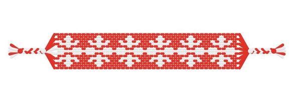 pulseira de amizade de hippie artesanal de Natal de vetor de fios brancos e vermelhos.
