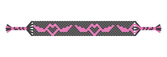 vector boho amo pulseira de amizade hippie artesanal de fios rosa e pretos.