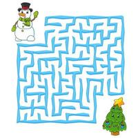 labirinto quadrado. jogo de natal para crianças. quebra-cabeça de inverno para crianças. enigma do labirinto. ilustração do vetor de cor. encontre o caminho certo. planilha de educação.