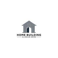 casa fazendo logotipo com ilustração de casa de tijolos vetor