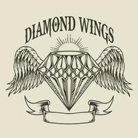 ilustração vetorial logotipo de asas de diamante