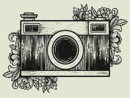 ilustração vetorial câmera vintage com ornamento de padrão vetor