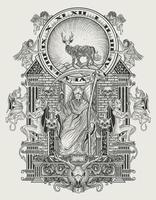 ilustração vetorial o rei de satanás monocromático