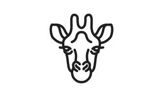 ícone de linha de vetor de girafa, arte em linha de vetor de cabeça de animal, ilustração de animal isolado para logotipo desain