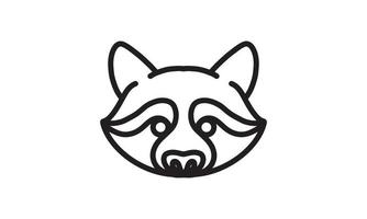 ícone de linha de vetor de guaxinim, arte de linha de vetor de cabeça de animal, ilustração de animal isolado para logotipo desain