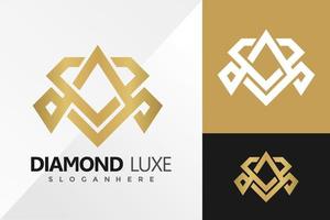 modelo de ilustração vetorial de design de logotipo de joias de diamante de luxo vetor