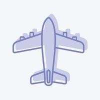 ícone de avião - estilo de dois tons - ilustração simples, traço editável vetor