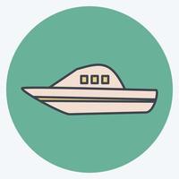 ícone barco - estilo companheiro de cor - ilustração simples, traço editável vetor