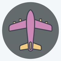 ícone avião - estilo companheiro de cor - ilustração simples, traço editável vetor