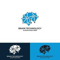 vetor de logotipo de tecnologia inteligente de cabeça humana, tipo de logotipo de cérebro humano artificial, vetor de ícone, vetor de logotipo de tecnologia inteligente