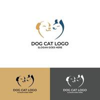 gato gravado em um cachorro branco. conceito de logotipo animal vetor