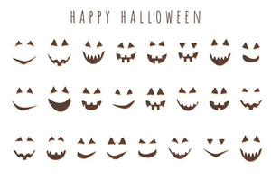 abóbora de halloween assustador e rostos de escultura fantasmas. conjunto de vetores de emoções