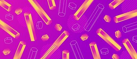 tubo de hexágono colorido animado gradiente de néon, rosa, amarelo. Fundo abstrato futurista da forma geométrica 3D. vetor