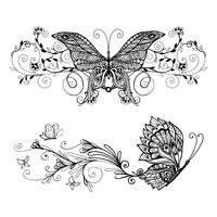 Conjunto de borboletas decorativas vetor