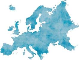 mapa de europa isolado colorido em aquarela. vetor