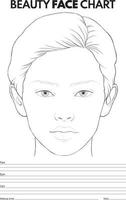gráfico de rosto de beleza para maquiagem com rosto de mulher desenhado à mão vetor
