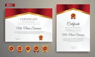 modelo de certificado de conquista de diploma premium com emblemas dourados e vermelhos vetor