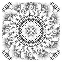 flor mehndi para henna, mehndi, tatuagem, decoração. ornamento decorativo em estilo oriental étnico, ornamento de doodle, desenho de mão de contorno. página do livro para colorir. vetor