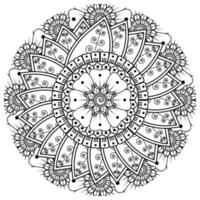 flor mehndi para henna, mehndi, tatuagem, decoração. ornamento decorativo em estilo oriental étnico, ornamento de doodle, desenho de mão de contorno. página do livro para colorir. vetor