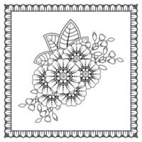 flor mehndi para henna, mehndi, tatuagem, decoração. ornamento decorativo em estilo oriental étnico, ornamento de doodle, desenho de mão de contorno. página do livro para colorir. vetor