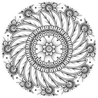 flor mehndi para henna, mehndi, tatuagem, decoração. ornamento decorativo em estilo oriental étnico, ornamento de doodle, desenho de mão de contorno. página do livro para colorir. vetor