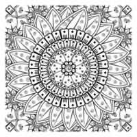 flor mehndi para henna, mehndi, tatuagem, decoração. ornamento decorativo em estilo oriental étnico, ornamento de doodle, desenho de mão de contorno. página do livro para colorir. vetor