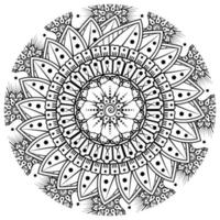 flor mehndi para henna, mehndi, tatuagem, decoração. ornamento decorativo em estilo oriental étnico, ornamento de doodle, desenho de mão de contorno. página do livro para colorir. vetor