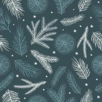 padrão sem emenda de inverno com galhos de árvores de Natal e bagas. ilustração vetorial fundo vetor