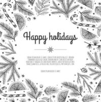fundo de Natal e ano novo. composição de férias de inverno brilhante. cartão de felicitações, banner, pôster vetor