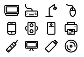 conjunto de dispositivos eletrônicos de ícones do vetor. ícone de contorno vetor