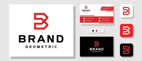 letra b inicial monograma vermelho masculino geométrico forte inspiração de design de logotipo com modelo de layout de cartão de visita vetor