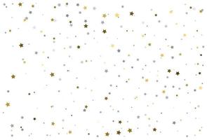 papel digital de Natal com estrelas de ouro e prata. confetes de celebração de estrela de prata e ouro. vetor
