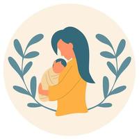 jovem mãe segura o bebê nos braços vetor