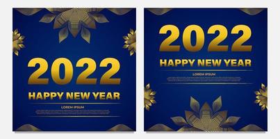 comemoração do ano novo em azul e dourado postagem na mídia social vetor