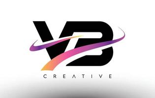 ícone de design de carta de logotipo de vb. letras vb com linhas coloridas de swoosh criativo vetor