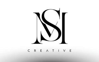 sm minimalista serif moderno carta logotipo em preto e branco. sm vetor de ícone de design de logotipo criativo serif