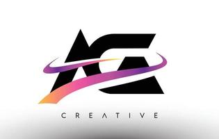 ícone de design de carta de logotipo ag. letras ag com linhas coloridas de swoosh criativos vetor