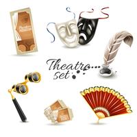 Conjunto de pictogramas plana de atributos de teatro vetor