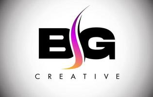Design de logotipo da carta bg com shoosh criativo e aparência moderna vetor