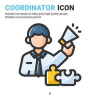 vetor de ícone de coordenador com estilo de cor de contorno isolado no fundo branco. gerente de ilustração vetorial assinar símbolo ícone conceito para negócios, finanças, indústria, empresa, aplicativos, web e projeto