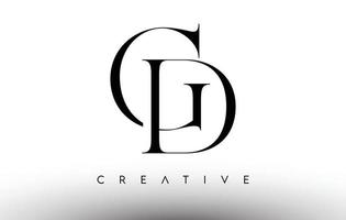 logotipo da carta moderna gd minimalista serif em preto e branco. vetor de ícone de design de logotipo de serifa criativa gd