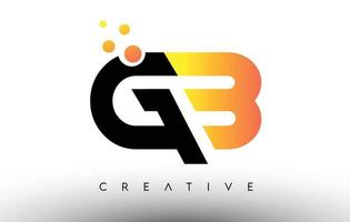 design de logotipo preto laranja letra GB. ícone gb com logotipo de vetor de pontos e bolhas