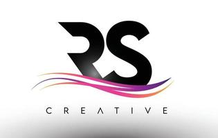 ícone de design de carta de logotipo rs. letras rs com linhas coloridas de swoosh criativo vetor