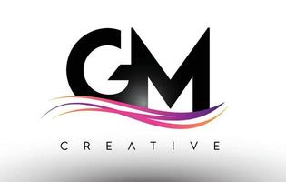 ícone de design de carta de logotipo gm. letras gm com linhas coloridas e criativas de swoosh vetor