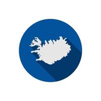 mapa da Islândia isolado em um círculo azul com sombra longa vetor